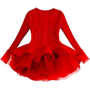 Toddler girls red sweater long sleeve Christmas dress 2-3T